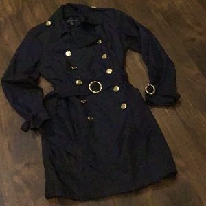 Navy w/ Gold Double-Breasted Rain Jacket